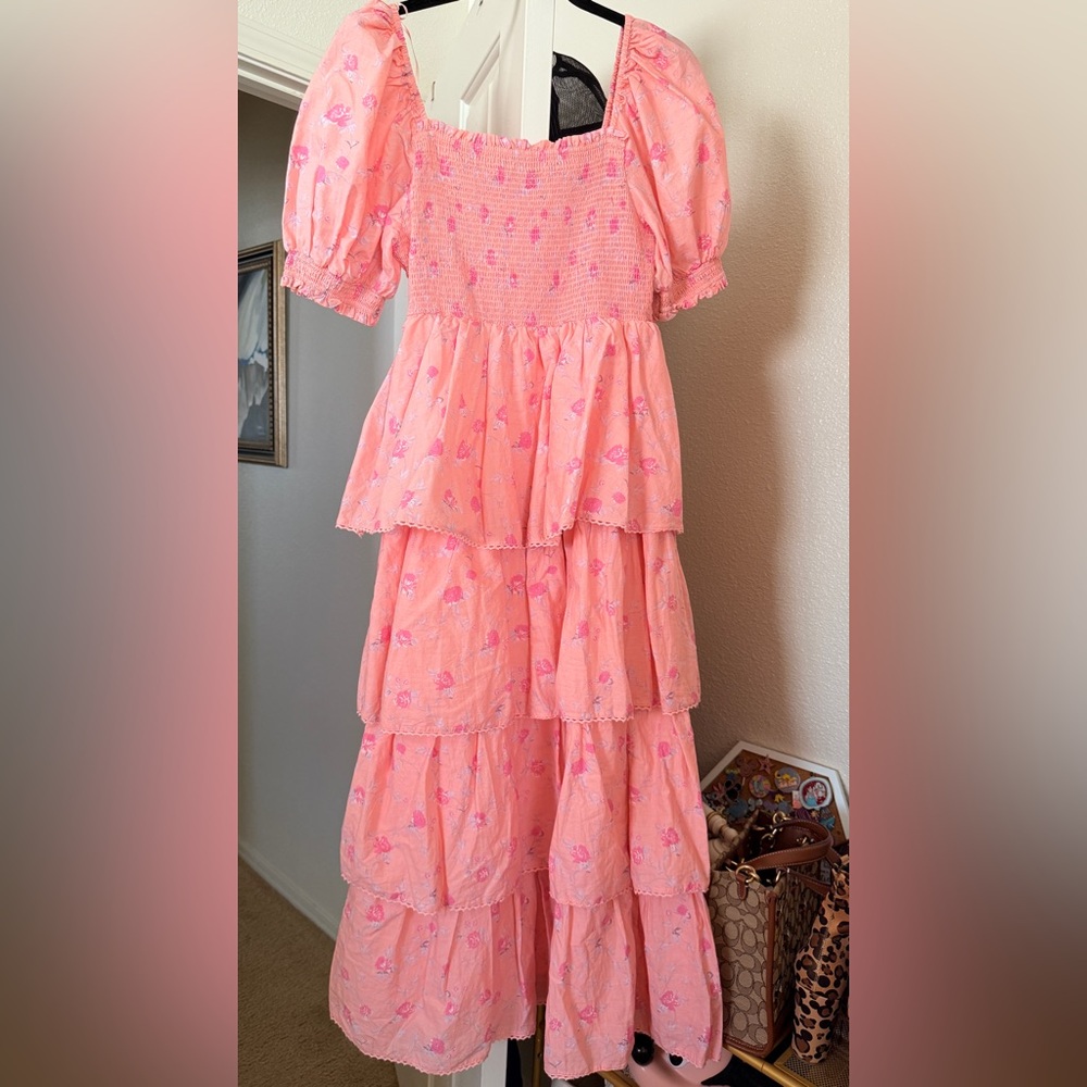 LoveShackFancy x Target Collab Pink Floral Tiered Dress - Picture 3 of 6